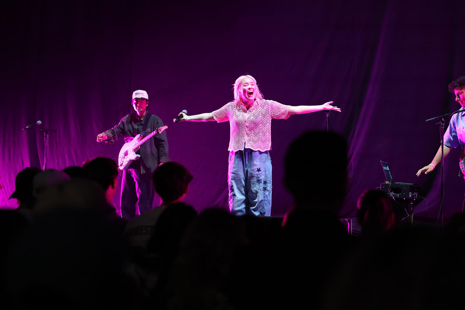 Musician Claire Leslie performs on stage at the Foster Pavilion