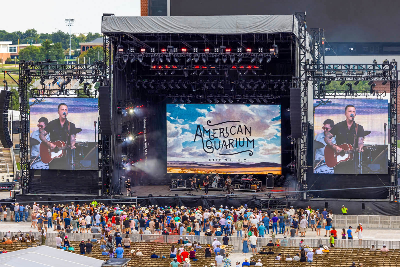 American Aquarium performs on stage at McLance Stadium