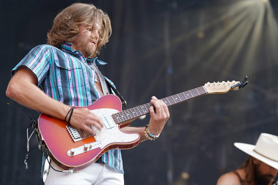 Dustin Shearer, lead guitarist of Shane Smith and the Saints at the Boys from Oklahoma concert.